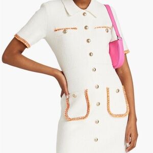 Maje White Mini Dress with Orange Accents